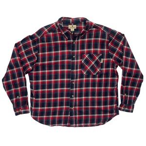 Woolrich Shirt Men’s Size Large Red Blue Plaid Flannel Long Sleeve Button Down
